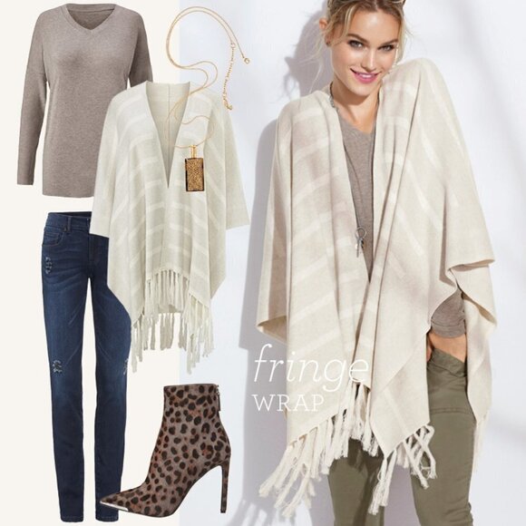 CAbi fall 2016 limited edition fringe wrap shawl - Picture 1 of 7